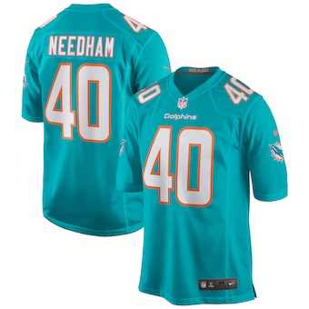 mens nike nik needham aqua miami dolphins game jersey